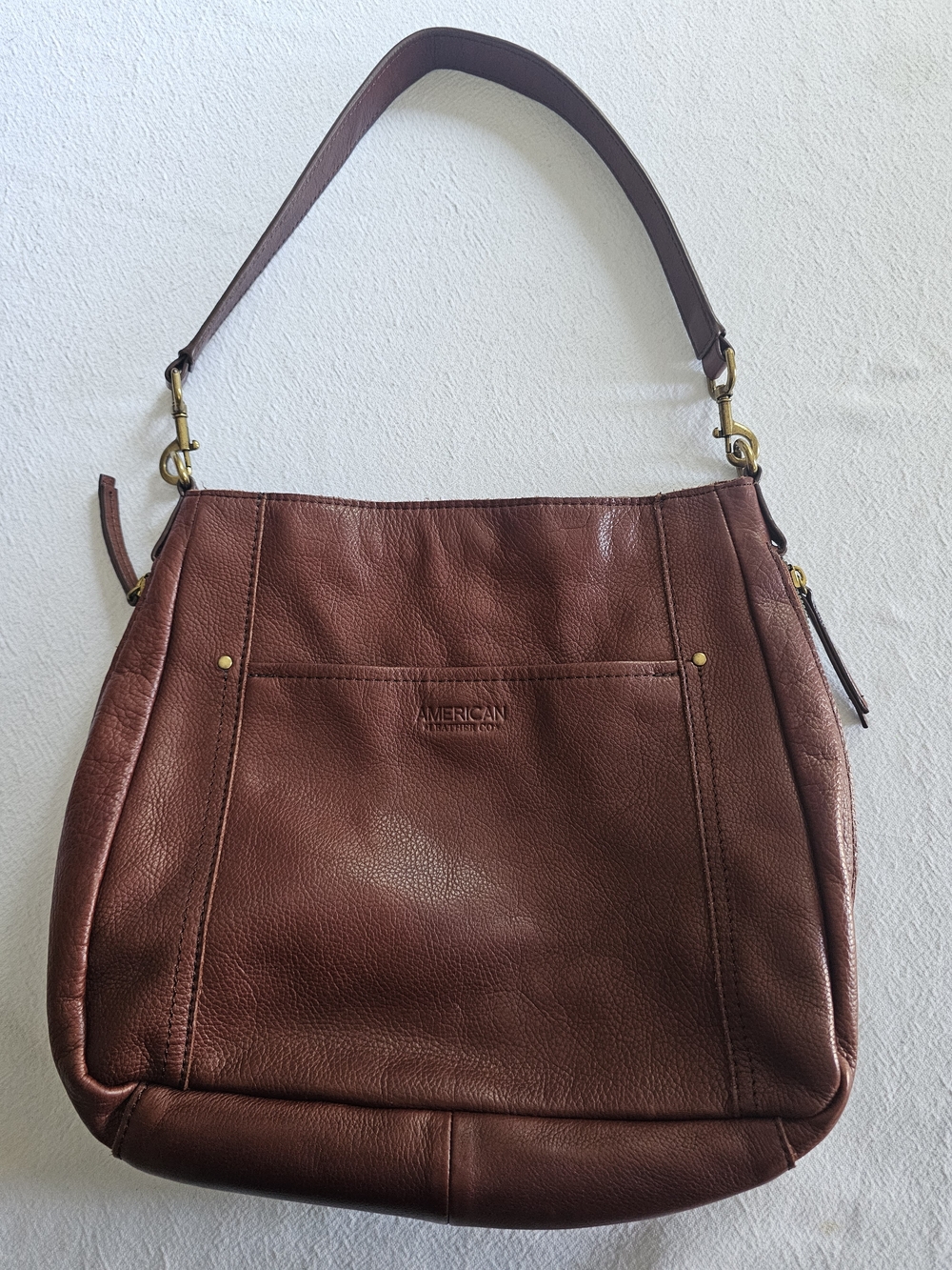 American Leather Co. Austin Shoulder Bag Brandy Brown Pebbled Leather Slouchy